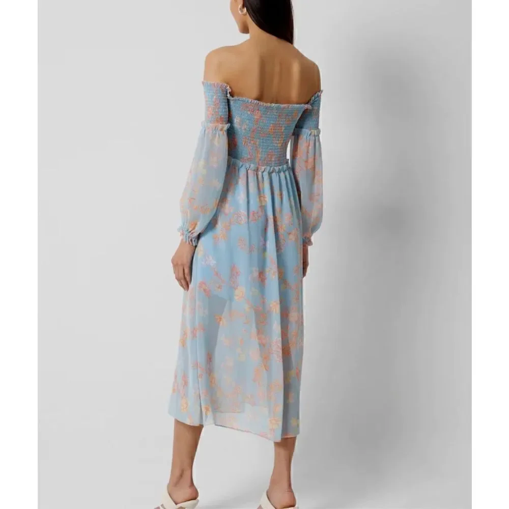 French Connection Strapless “Diana” Dress, 10, Light Blue, NWT. Boho, Softgirl